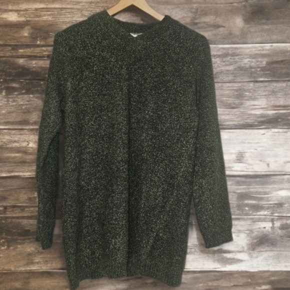 Green Crew Neck‎ Sweater with Heathered Texture - Picture 1 of 2